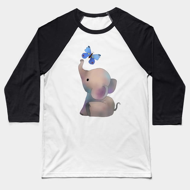 Elefant mit Schmetterling Baseball T-Shirt by Blumchen